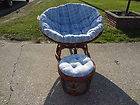   Mid Century Bamboo Flying Saucer Lounge Chair And Ottoman Tropical
