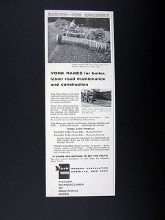 York Model RB Trailer Type Road Rakes rake raking 1960 print Ad 