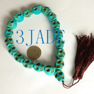 Tibetan Turquoise Skull Meditation Prayer Beads Mala