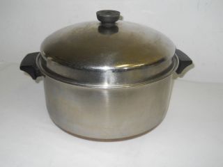 LARGE STAINLESS STEEL COPPER BOTTOM DUTCH OVEN STOCK POT PAN WITH LID