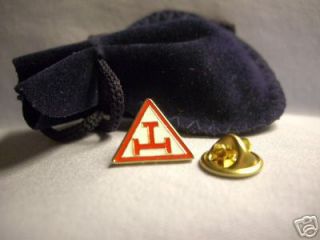 Masonic Royal Arch Triple Tau Chapter Lapel Pin & Pouch