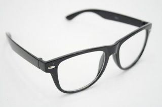 Black Framed Retro Style Non Prescription Clear Lens Nerd Glasses