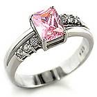 Princess Cut Engagement Pink CZ Silver Ring Plus Size 9 USA Seller 