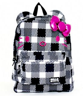   Loungefly ~ HELLO KITTY BLACK AND WHITE CHECKER PRINT BACKPACK  NEW