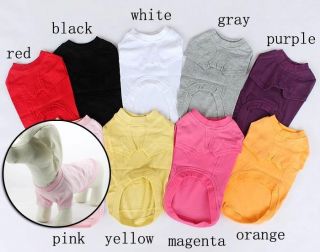 Pet Clothes for Dachshund Sausage Dog T shirts Summer Blank 8 Colors 