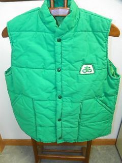   1980s Pioneer Seed Company Green Puffer Puff Ski Hunting Winter Vest