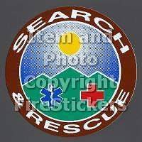 Large 4 Reflective SEARCH AND RESCUE Circle Design Stickers #152 4 