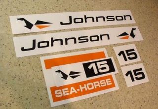 Johnson Sea Horse Outboard Motor Decal Kit 15 HP FREE SHIP + FREE Fish 