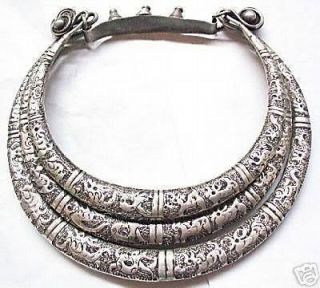 Excellent 3row tibet Hmong Silver necklace