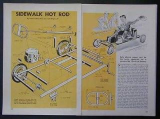 Electric Sidewalk Car 1961 How To build PLANS uses gear motor