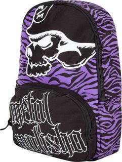 Metal Mulisha Maiden Zebra Print Black Purple Backpack Bag NEW