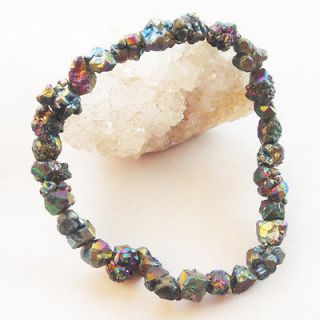   crystal Agate Druzy Quartz Geode stone stretchy bracelet 7 .5