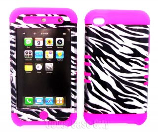   Cover Black Zebra Print On Pink Soft Skin Case For Apple iPod Touch 4
