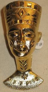 Sz 10 Large Goldtone Ring Bling Pharoah Egyptian Egypt Vintage Costume 