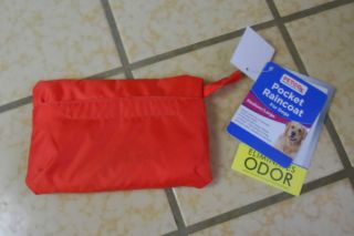 Red Pocket Hooded Raincoat For Dogs & Puppies Velcro Straps SM/MD 13