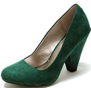 New womens shoes suede like round toe high heel pumps green