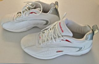 REEBOK Mens Size 11 Pivot II Basketball Shoes White/silver/red   WORN 