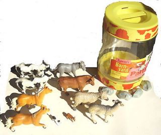 Squealys Barn Yard Party Plastic Animal Figurines with Storage Barrel