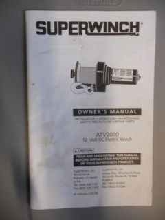 Super Winch Factory Owners Manual ATV1200 12V Electric Winch