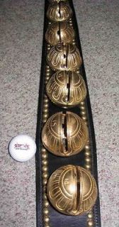 29 Solid Brass Sleigh Bells Harness Strap with decorative spots 