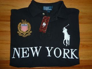 Ralph Lauren Polo Big Pony Custom Fit Black New York Cotton Shirt S