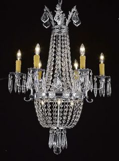 FRENCH EMPIRE CRYSTAL CHANDELIER LIGHTING SILVER