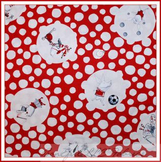 BonEful Fabric FQ Andover OLIVIA the PIG Does Everything Well Dot Red 