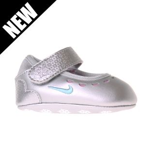 NIKE Mary Jane Crib (CB) Infant Baby Girl Trainer   Silver