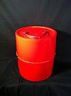 VTG RED PLASTIC 60s WOMENS HAT BOX TRAVEL TRAIN CASE EXTRA TALL USA