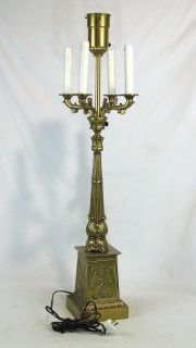   Vintage Signed REMBRANDT Ornate Art Deco Table Lamp/Candleabra Lamp