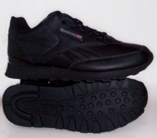 REEBOK CLASSIC LEATHER SNEAKER IN BLACK FOR CHILDREN YOUTH CASUAL SHOE 