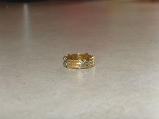Mario Buccellati 18K Yellow/White Gold X Ring Band Size 6.25 Signed