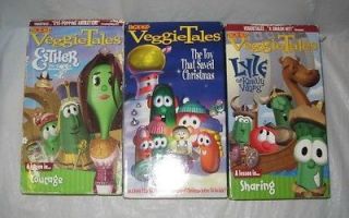 Lot of 3~VeggieTales~Esther Courage Christmas Lyle Sharing~VHS~LBDDVL