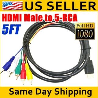 5FT / 1.5M HDMI Male to 5 RCA RGB Audio Video AV Component Cable New