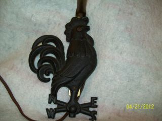 Vintage Wrought Iron Rooster Lamp and Shade