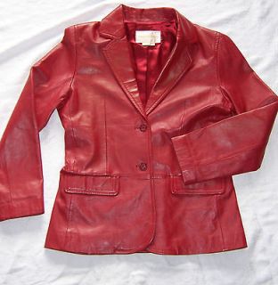 Red Leather Jacket Blazer MARGARET GODFREY Bloomingdales size 10 Coat 