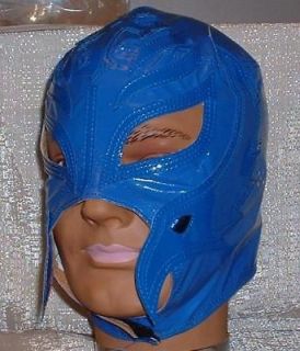 REY MYSTERIO Pro Grade KIDS Solid BLUE Leather MASK