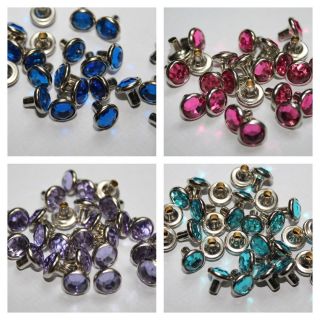 10 x 8mm Diamante Rivets for Leather Craft   14 different Acrylic 