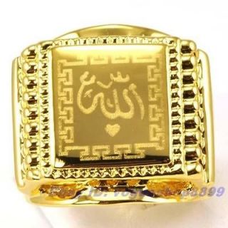 POWER MUSLIM ALLAH 18K YELLOW GOLD GP RING size 11# UK V# SOLID FILL 