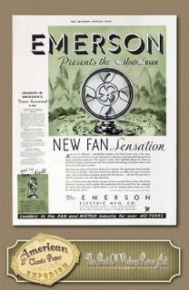   Ad Emerson  Silver Swan Electric Fan vintage Print advertisement