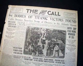 RMS TITANIC SINKING Disaster 1912 Old Newspaper CS Mackey Bennett DEAD 
