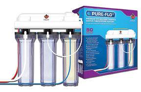 CORALIFE PURE FLO II 50 GALLONS PER DAY RO 4 STAGE 3 CANISTER SYSTEM