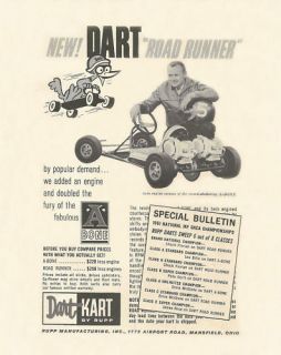 Vintage 1960s Rupp Dart Kart Road Runner Go Kart Ad