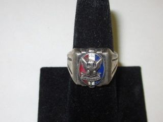 OLD BOY SCOUT EAGLE SCOUT STERLING RING WITH RED, WHITE AND BLUE 