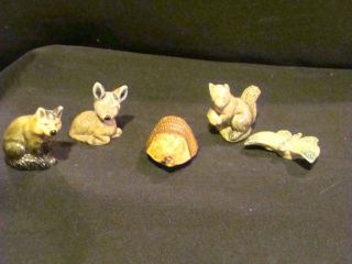 Butterfly, Hedgehog, Squirrel, Wolf (Hyena), Faun vintage Wade figures