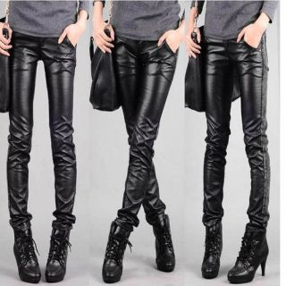 Fashion Lady Low Waist Faux Leather Jeans Tight PU&Leggings Pencil 