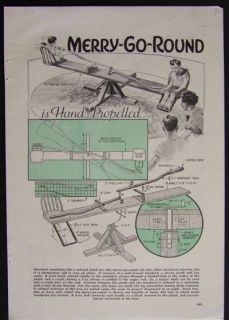Hand Propelled Rowing Action Merry Go Round 1936 How To Build PLANS