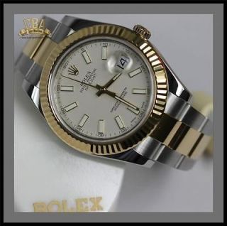 ROLEX DATEJUST II 116333 IN 18K/SS 41MM IVORY STICK DIAL * EXCELLENT 
