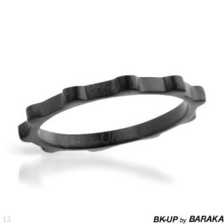   BARAKA BLACK STAINLESS STEEL SIZE 10.25 GEAR SHAPE DESIGN UNISEX RING