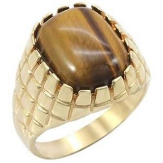 5ct Tigers Eye Mens 18K Gold Plated Fashion Ring SIZE 9,10,11,12,13